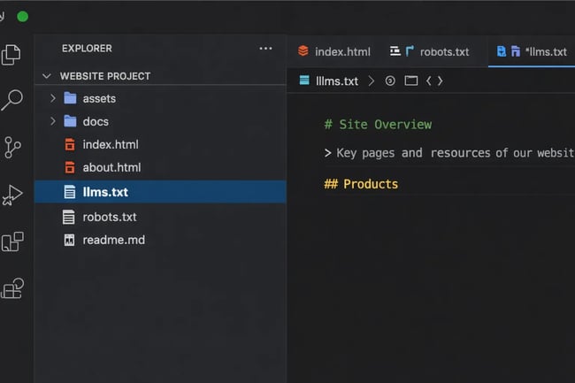 llms.txt file is nested in the website project root