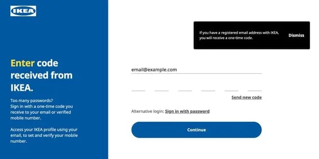 login screen example: ikea