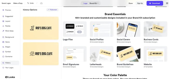 looka ai brand assets, looka brand kit