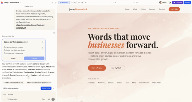 lovable ai website builder pros and cons in action