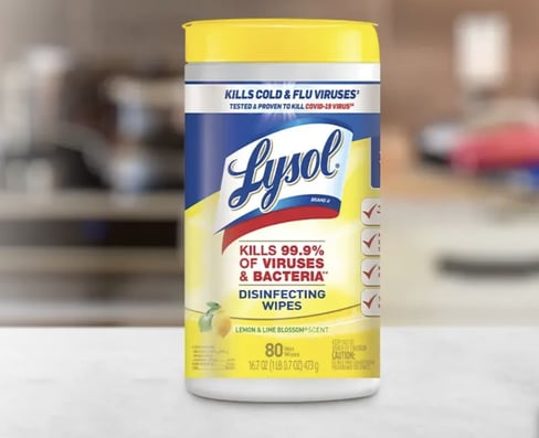Screenshot of the product attributes of Lysol wipes