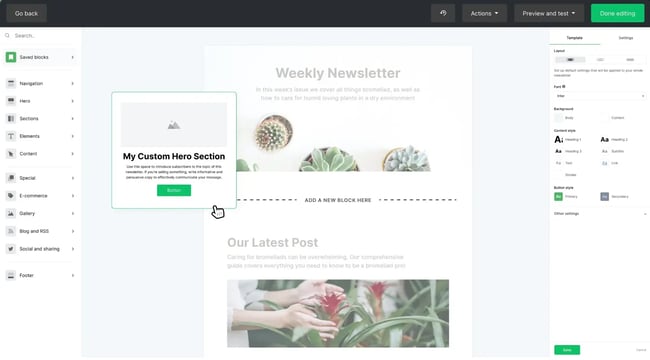 mailerlite free email marketing software drag and drop builder interface