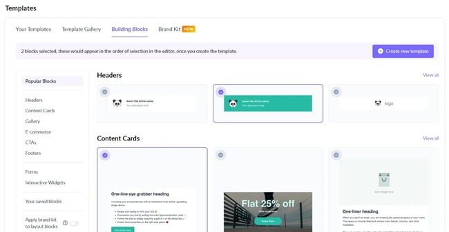bulk emailing service, Mailmodos building blocks interface