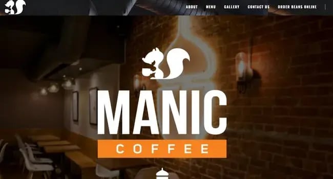 manic coffee coffee shop website