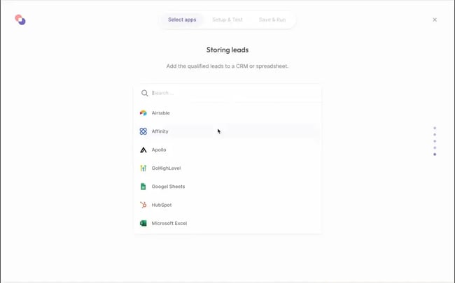 marketing automation tools, image from Bardeen.ai showing how to add leads to a CRM or Spreadsheet