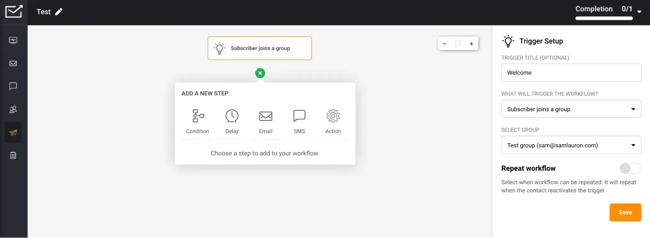 marketing automation tools, image from Sender showing how to create an email campaign