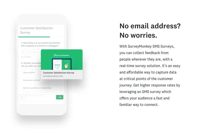 measure customer satisfaction �C surveymonkey sms survey example on mobile device