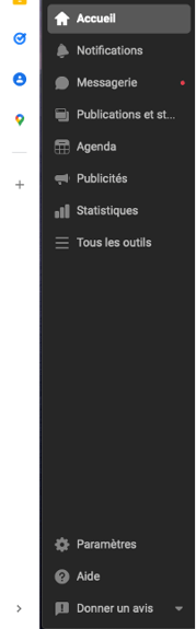Cliquer sur paramètres pour ajouter un administrateur Facebook