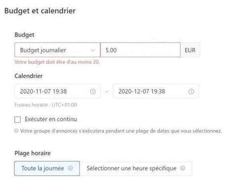 Définition du budget maximum