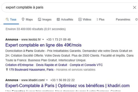 Exemple expert comptable à Paris