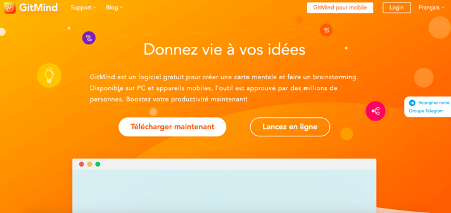 GitMind, logiciel de base de connaissances qui permet de créer des cartes mentales et des graphiques