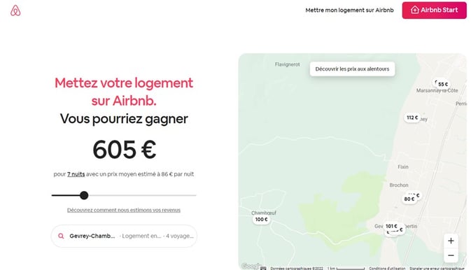 Landing page Airbnb