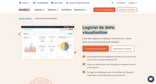 Logiciel de data visualisation HubSpot