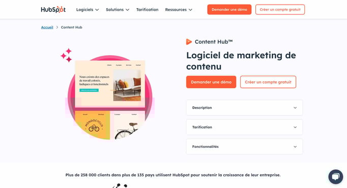 Logiciel de marketing de contenu HubSpot