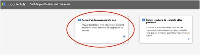 Outil de planification des mots-clés