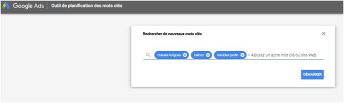 Outil de planification des mots-clés 2
