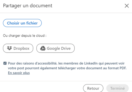 Partager un document à publier sur Linkedin