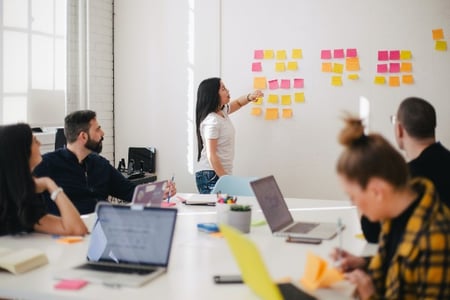 équipe qui construit un diragramme d'affinités