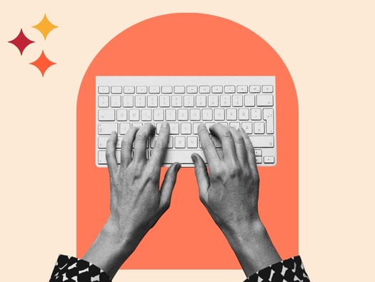 hands type on a keyboard