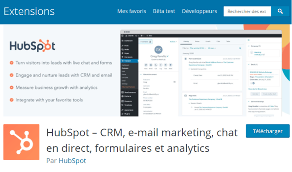 plugin HubSpot pour WordPress