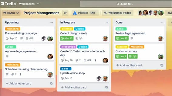 L'interface de l'application Trello.