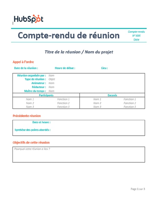 compte rendu de réunion modèle