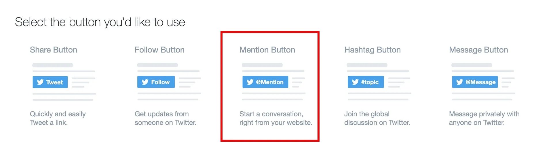 mention button on twitter's developer website