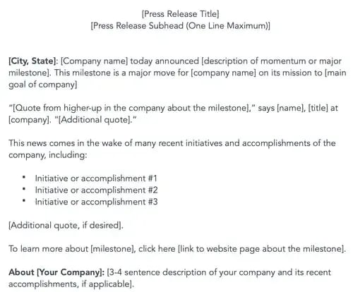 milestone press release template