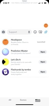 Mini app experiences in the Snapchat mini program