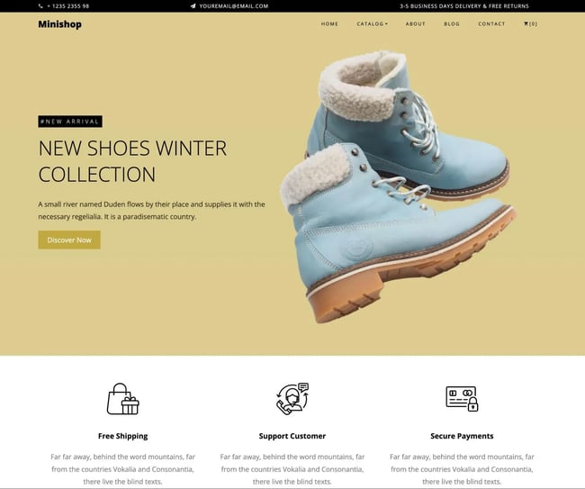 minishop is a simple website template for ecommerce stores