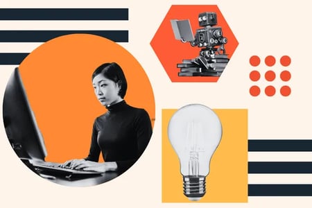 person codes a machine learning and marketing program for a business