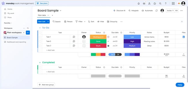 Monday work management dashboard, Monday boards