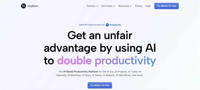 motion landing page, ai tools for b2b marketing
