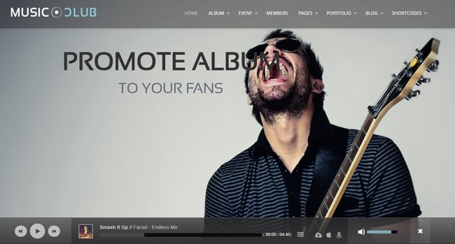 A WordPress musician theme - music club