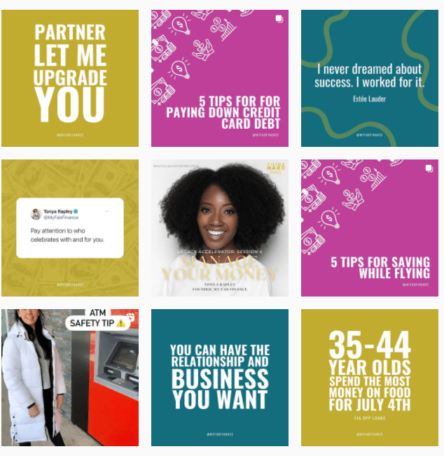 my fab finance instagram feed as an example of black-owned businesses on instagram