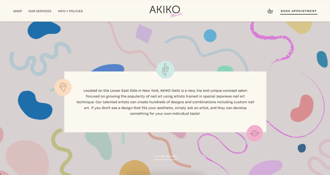 nail salon website example akiko
