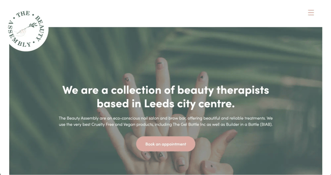 nail salon website example beauty assembly