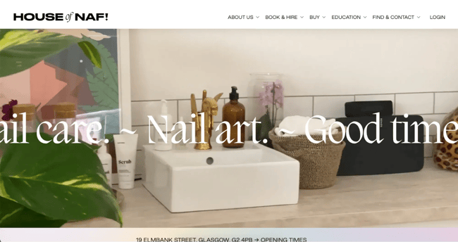 nail salon website example house of naf
