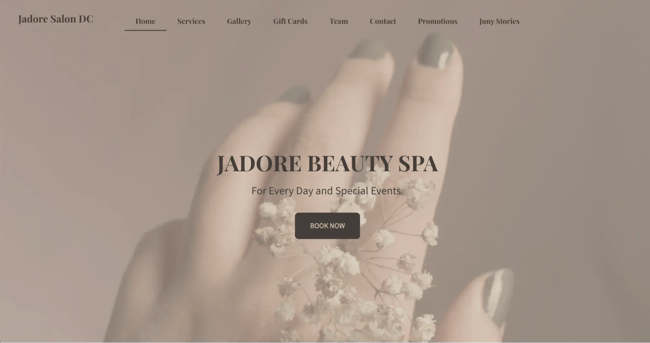 nail salon website example jadore salon