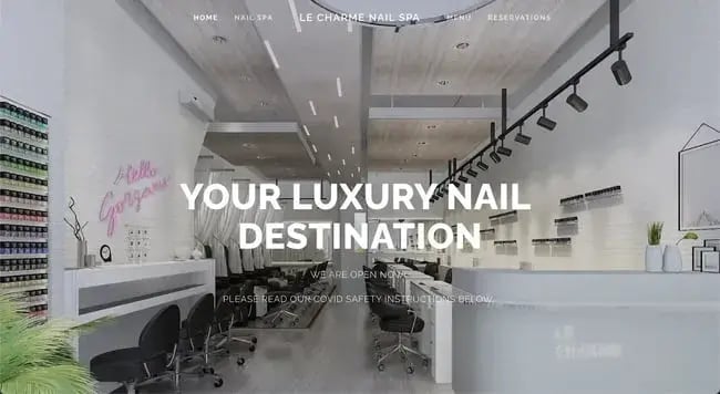 nail salon website example le charme