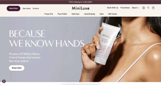 nail salon website example miniluxe