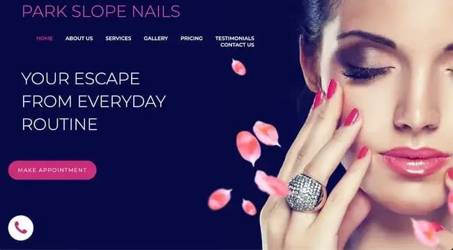 nail salon website example park slope
