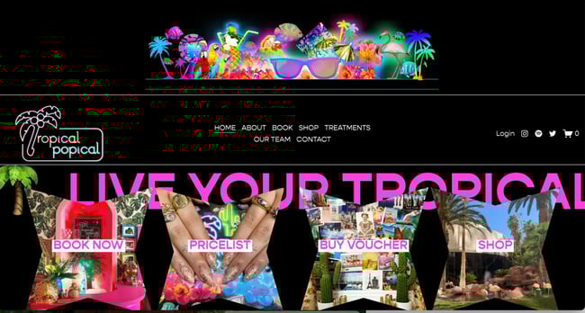nail salon website example tropical popical