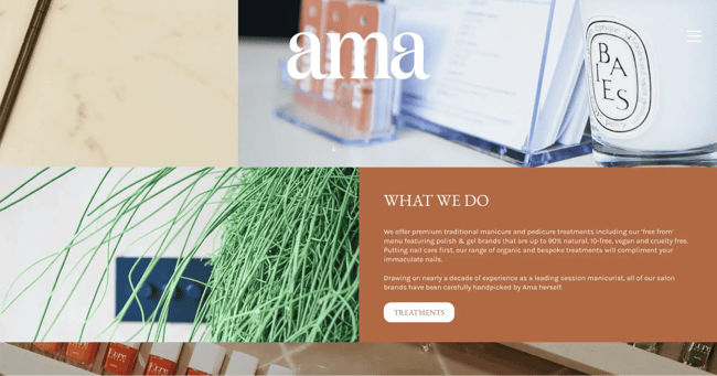 nail salon website example, ama