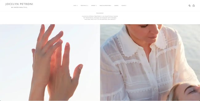 Best nail salon websites, example from Jocelyn Petroni Skin & Nail Salon.