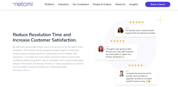 ai in customer communication, netomi chatbot