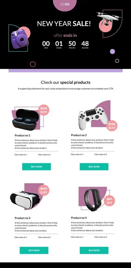 new year sale landing page template, landingi