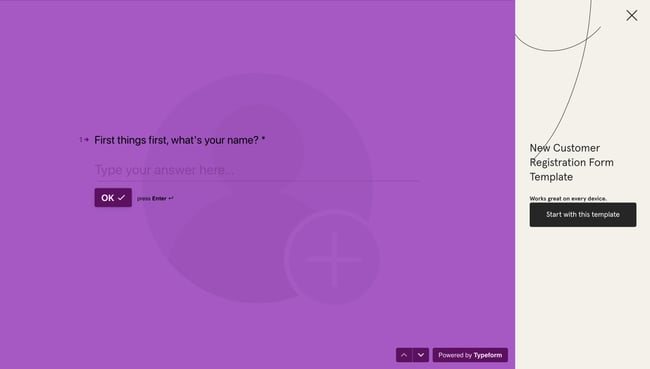 One new customer form template: Typeform