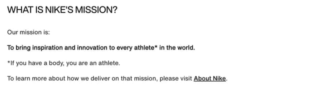 Women athletes smiling on Nikes mission statement page