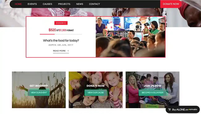 Alone WordPress theme for nonprofit organizations